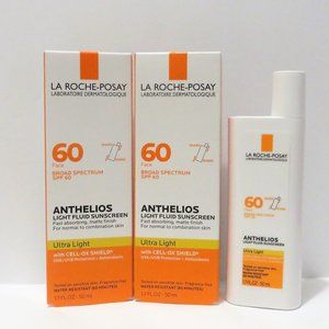 LA ROCHE-POSAY ANTHELIOS LIGHT FLUID SUNSCREEN - ULTRA LIGHT 1.7 OZ 2 PC LOT